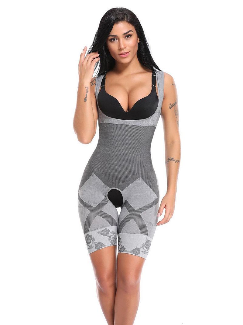 Grey Slimmer Compression Garment for Body Shaping & Fat Reduction – 4D Stretch, Cotton & Spandex Blend