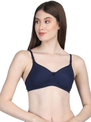 Solid Color Women & Girls Premium Quality Dark Blue Women Full Coverage Lightly Women's Padded Bra