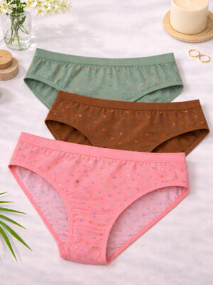 Ladies Multicolor Hipster Panty Pack of 3 Cotton Soft