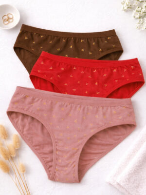 Women Elastic Waist Hipster Panty Pack of 3 Multicolor