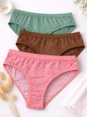 Women Comfortable Fit Hipster Panties Pack of 3 Multicolor