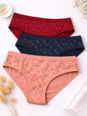 Women Soft Touch Hipster Panty Pack of 3 Multicolor
