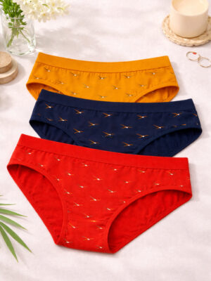 Women Cotton Hipster Panty Pack of 3 Multicolor Comfortable.
