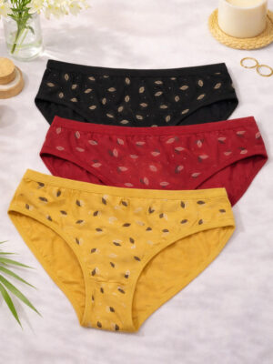 Premium Cotton Hipster Panty for Women Pack of 3 Multicolor